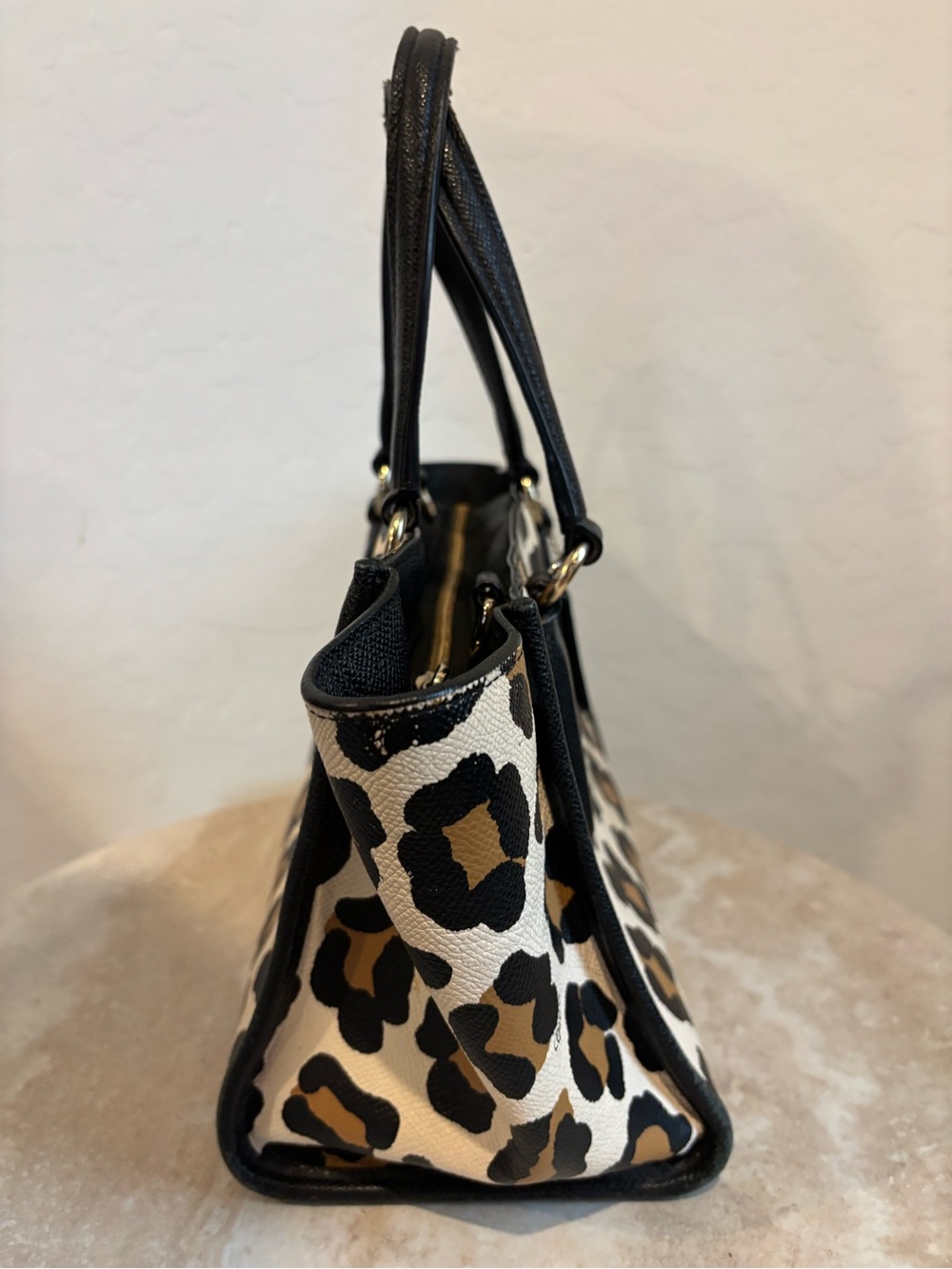 Coach Mini Crosby Carryall Leopard Print Tote Bag in Black & Brown - Picture 8 of 15